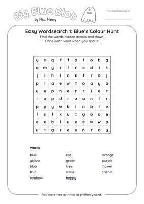 Easy Wordsearch 1: Blue’s Colour Hunt